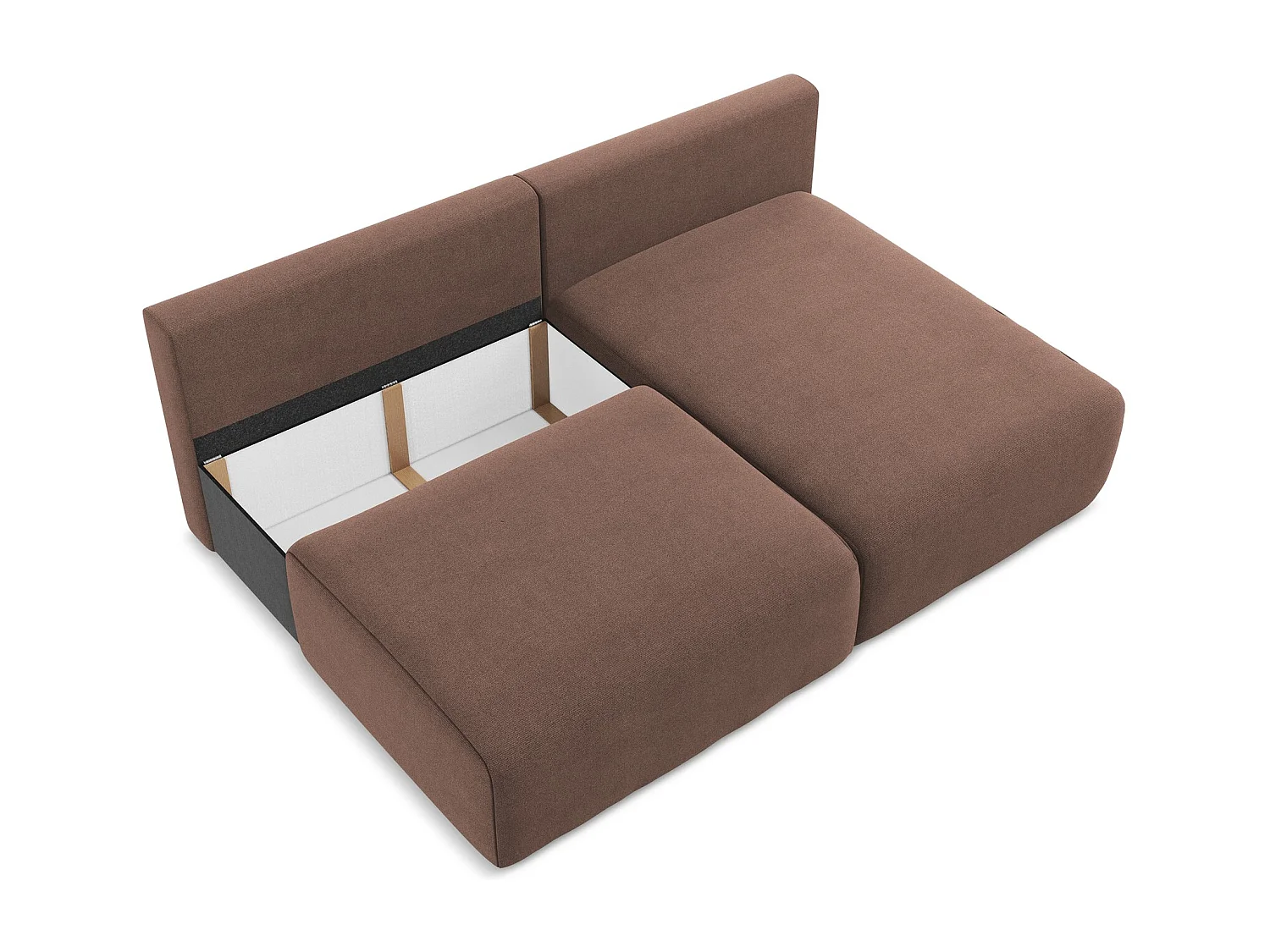 Ecksofa ohne Armlehne mit Schlaffunktion Rechts - Rechts - Strukturstoff - Puderrosa - KONA