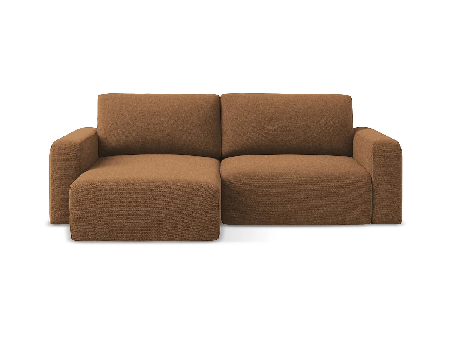 3-Sitzer Ecksofa mit Schlaffunktion - Ecke Links - Strukturstoff - Terrakotta - KONA