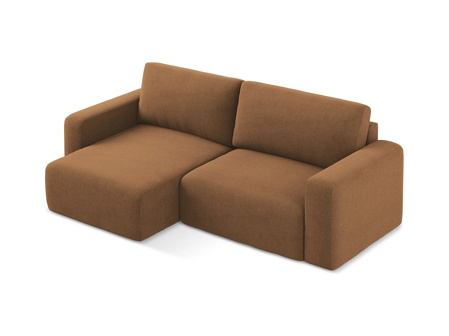 3-Sitzer Ecksofa mit Schlaffunktion - Ecke Links - Strukturstoff - Terrakotta - KONA