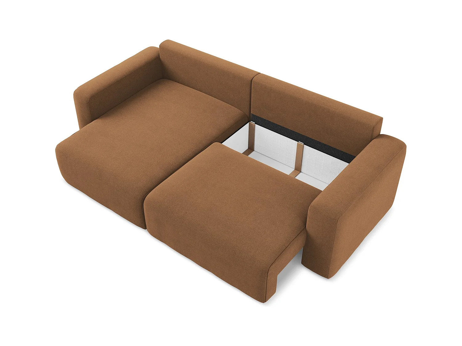 3-Sitzer Ecksofa mit Schlaffunktion - Ecke Links - Strukturstoff - Terrakotta - KONA