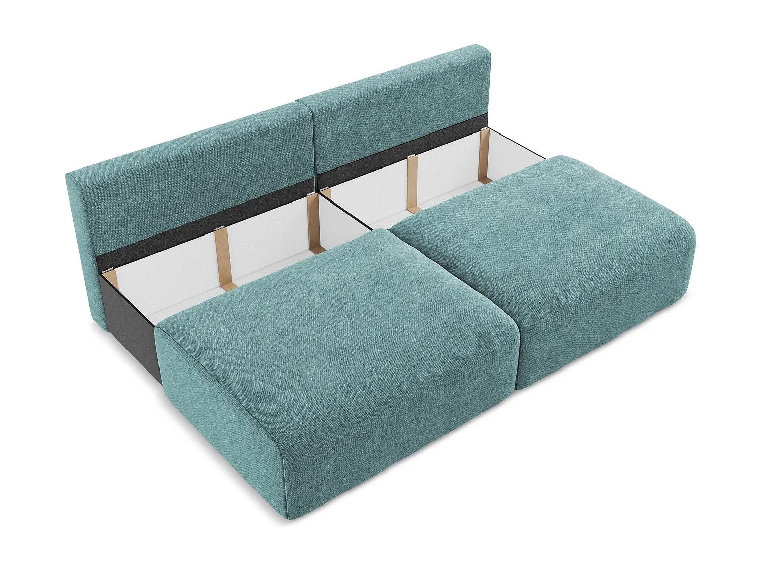 Otwarta Sofa 3-osobowa z funkcją spania - z tkaniny szenilowej - jeans - KONA