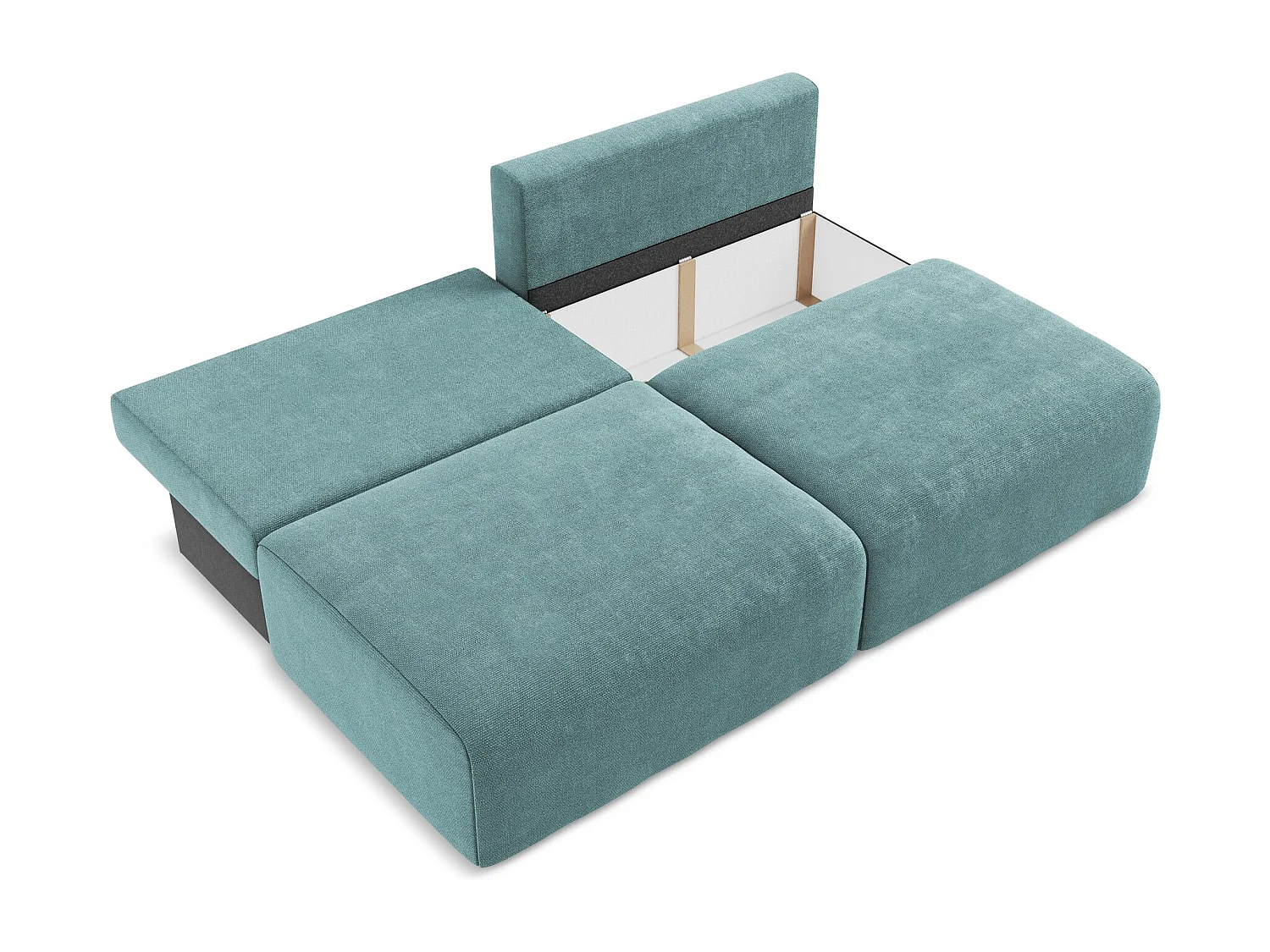 Otwarta Sofa 3-osobowa z funkcją spania - z tkaniny szenilowej - jeans - KONA