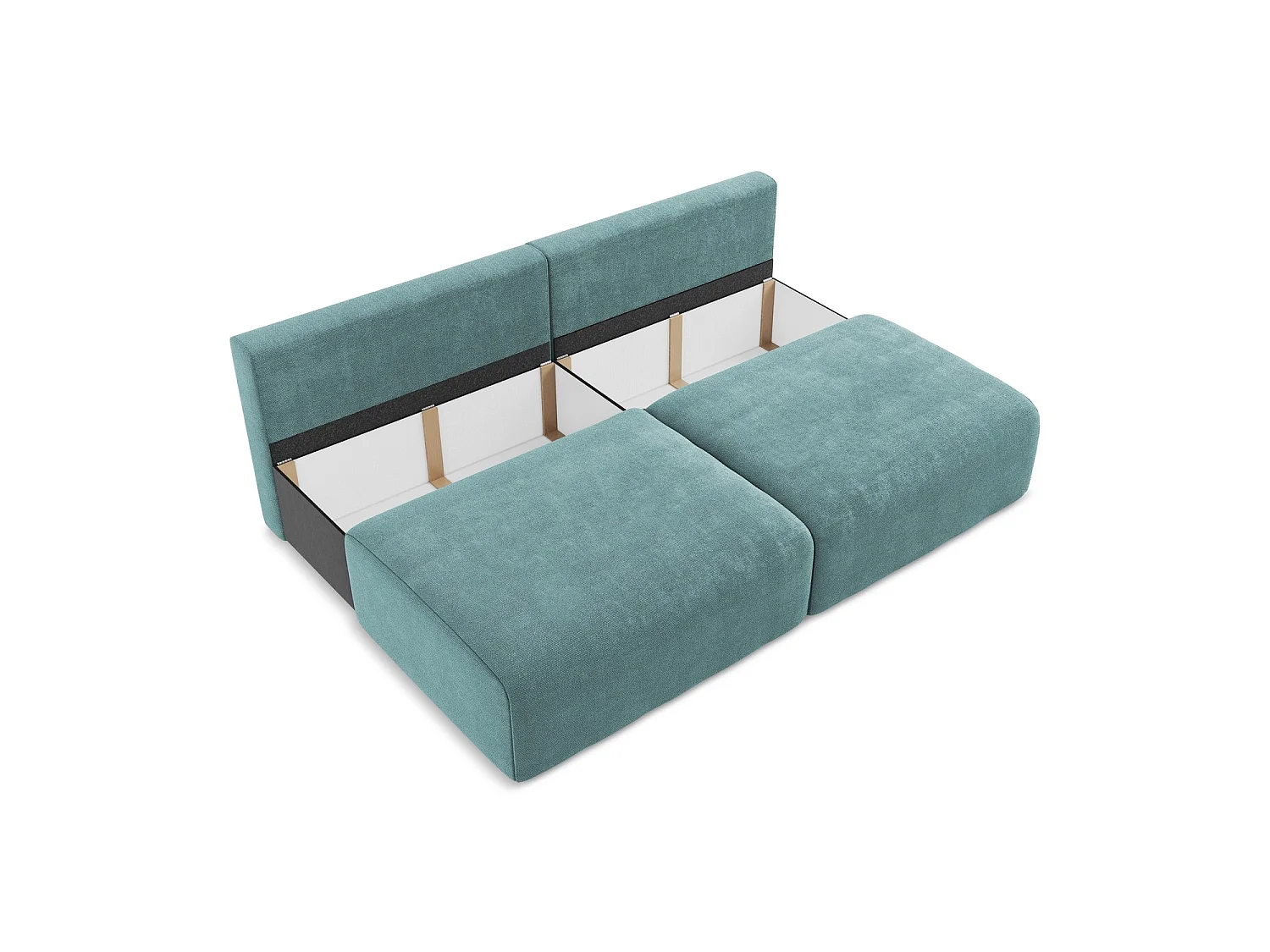 Driezits-slaapbank van jeans chenille stof - OSTIA