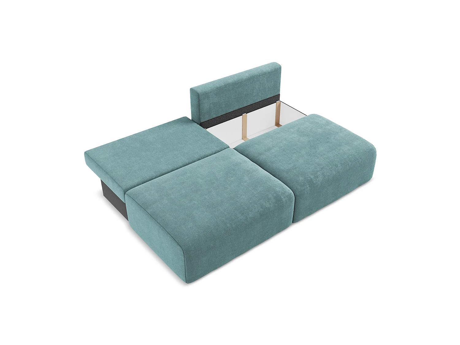 Driezits-slaapbank van jeans chenille stof - OSTIA