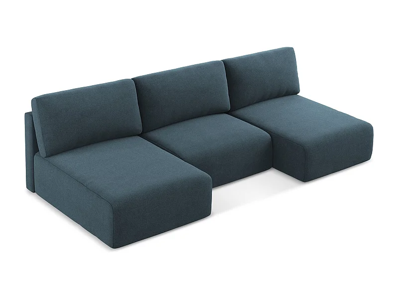 Wohnlandschaft ohne Armlehne mit Schlaffunktion - / - Strukturstoff - Jeans - KONA