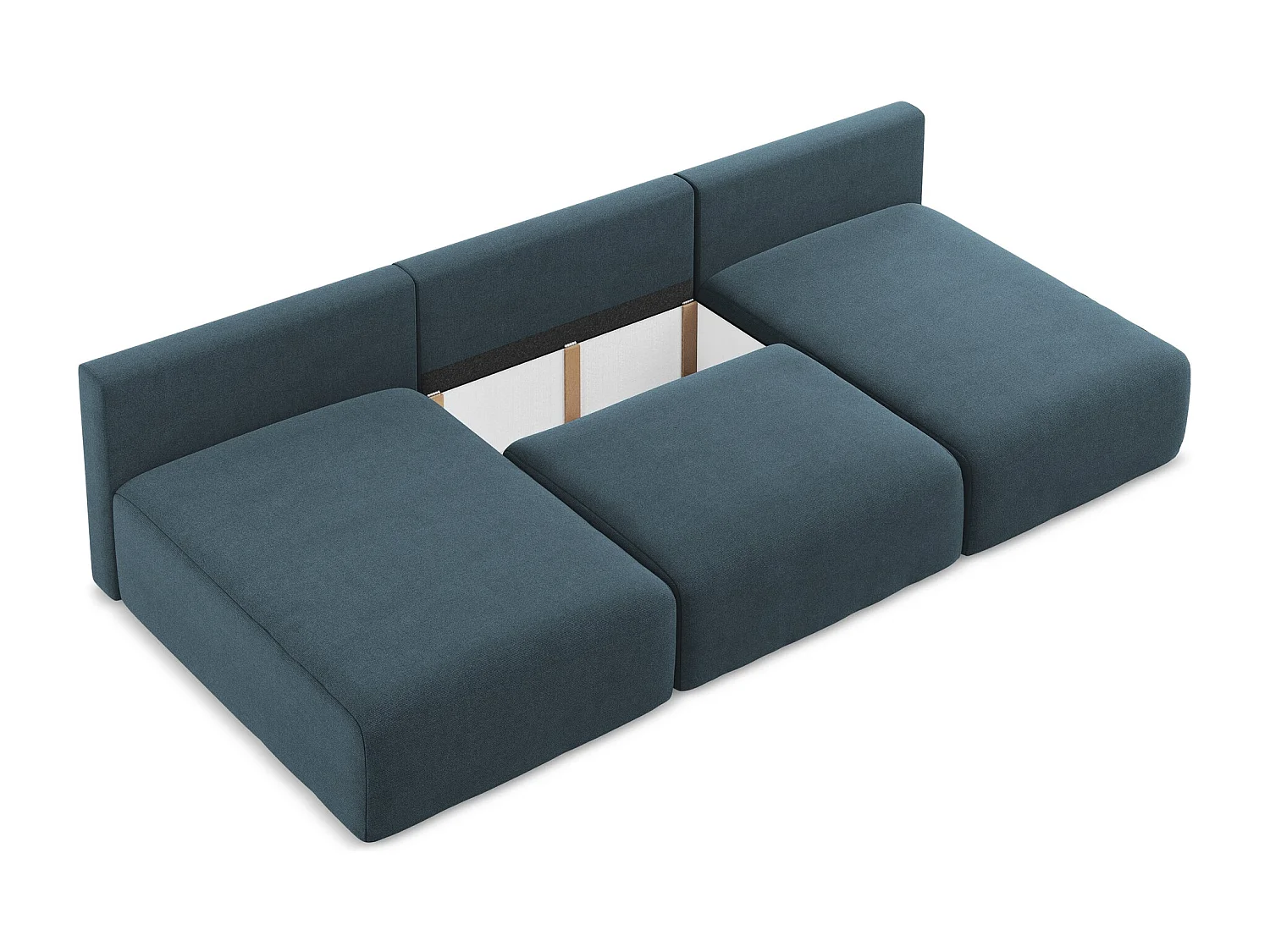 Panoramische open bank met bedfunctie van jeans textuurstof - KONA