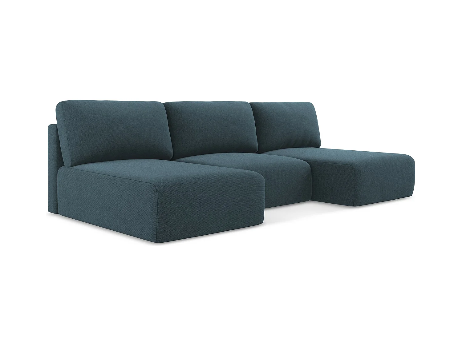 Wohnlandschaft ohne Armlehne mit Schlaffunktion - / - Strukturstoff - Jeans - KONA