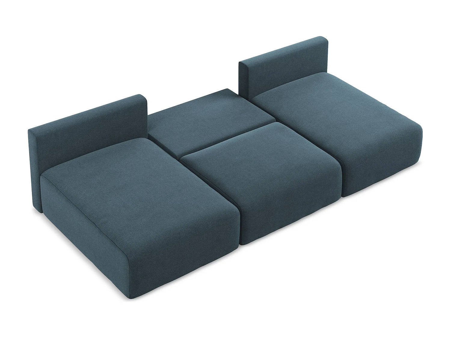 Panoramische open bank met bedfunctie van jeans textuurstof - KONA