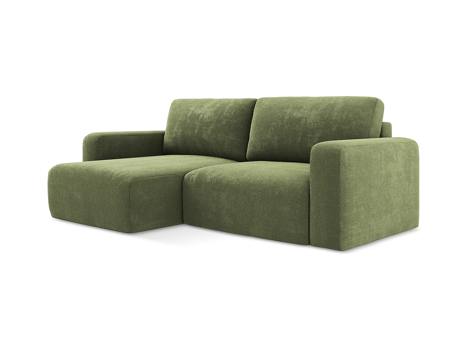 3-Sitzer Ecksofa mit Schlaffunktion - Ecke Links - Chenille - Grün - KONA
