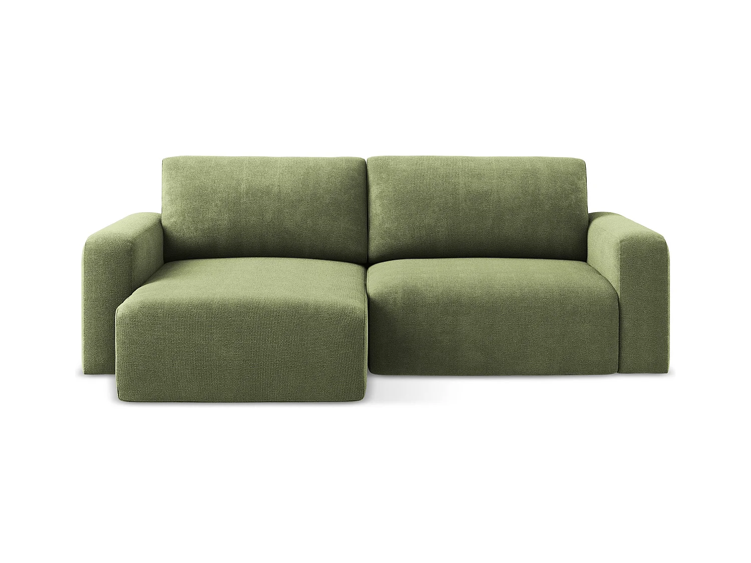 3-Sitzer Ecksofa mit Schlaffunktion - Ecke Links - Chenille - Grün - KONA