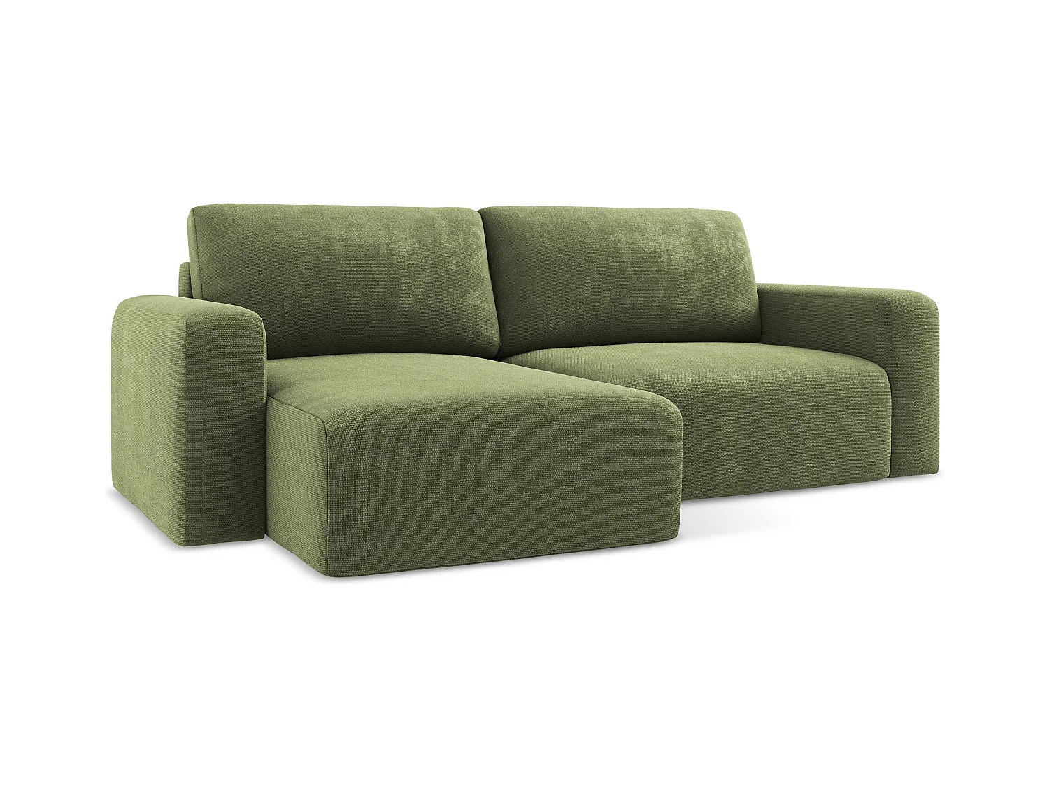 3-Sitzer Ecksofa mit Schlaffunktion - Ecke Links - Chenille - Grün - KONA