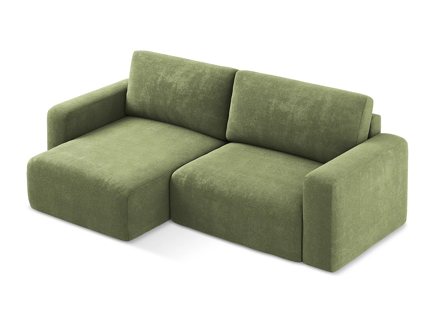 Canapé d’angle 3 places gauche convertible en Chenille - vert - KONA