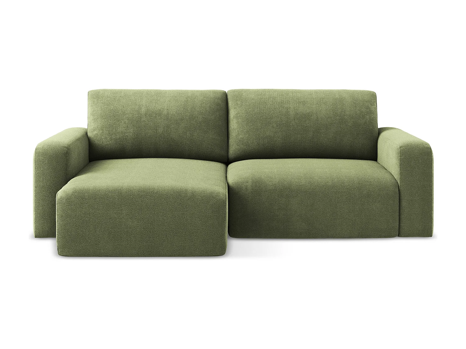 3-Sitzer Ecksofa mit Schlaffunktion - Ecke Links - Chenille - Grün - KONA