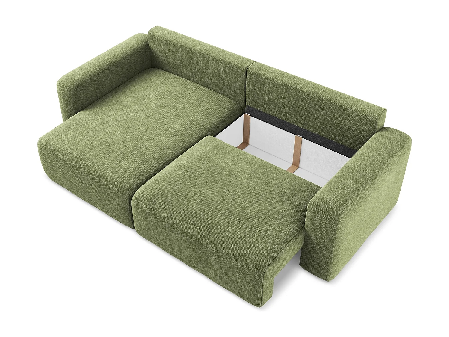 3-Sitzer Ecksofa mit Schlaffunktion - Ecke Links - Chenille - Grün - KONA