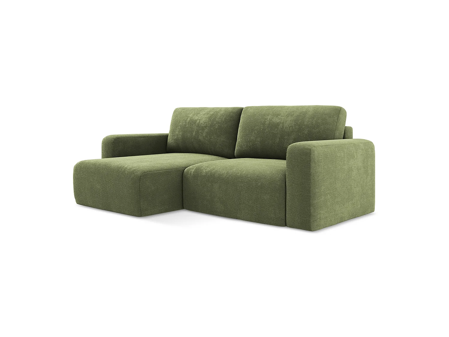 Canapé d’angle 3 places gauche convertible en tissu chenille - vert - OSTIA