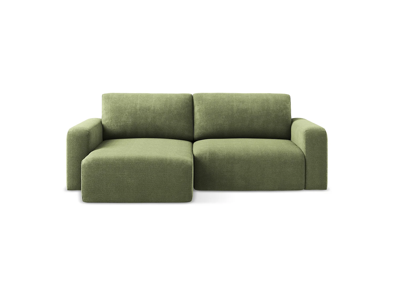 Canapé d’angle 3 places gauche convertible en tissu chenille - vert - OSTIA