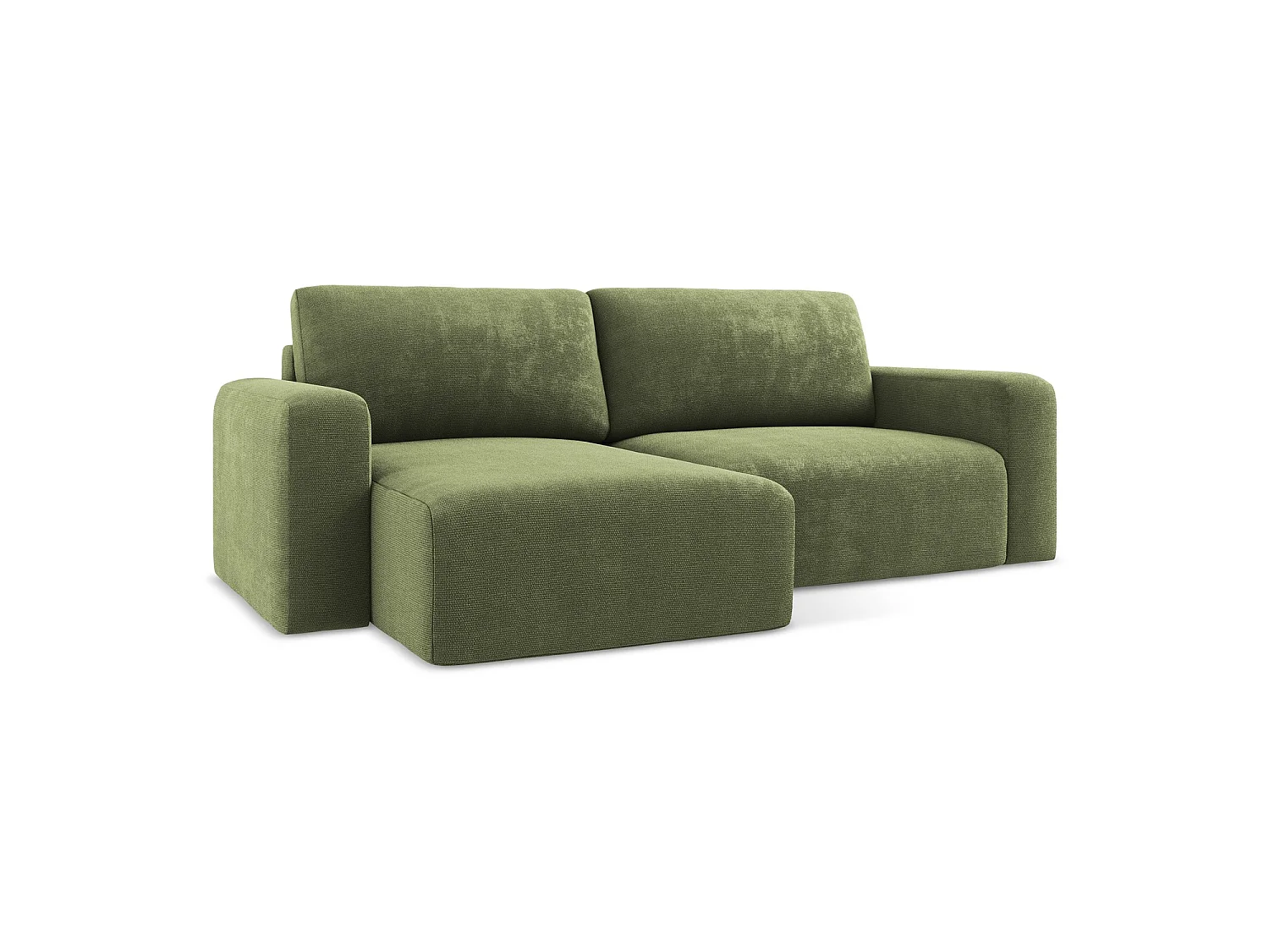 Canapé d’angle 3 places gauche convertible en tissu chenille - vert - OSTIA