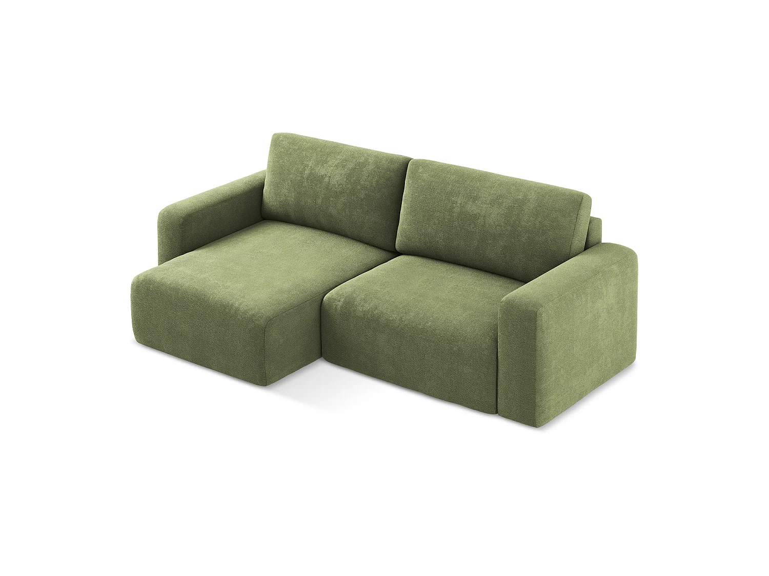 Canapé d’angle 3 places gauche convertible en tissu chenille - vert - OSTIA