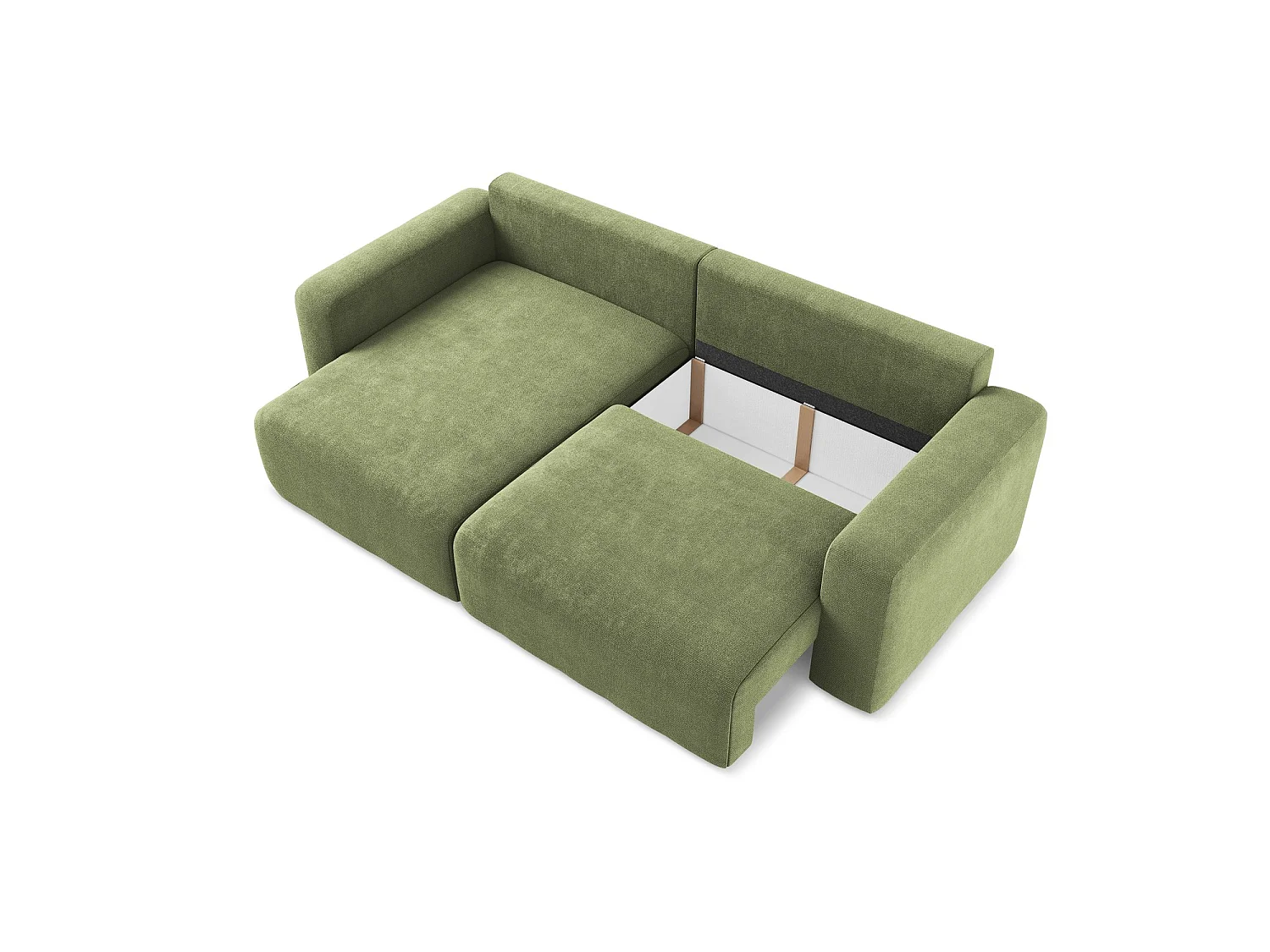 Canapé d’angle 3 places gauche convertible en tissu chenille - vert - OSTIA