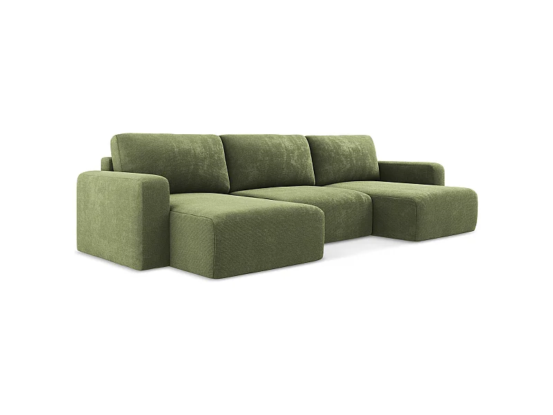 Wohnlandschaft mit Schlaffunktion - / - Chenille - Grün - KONA