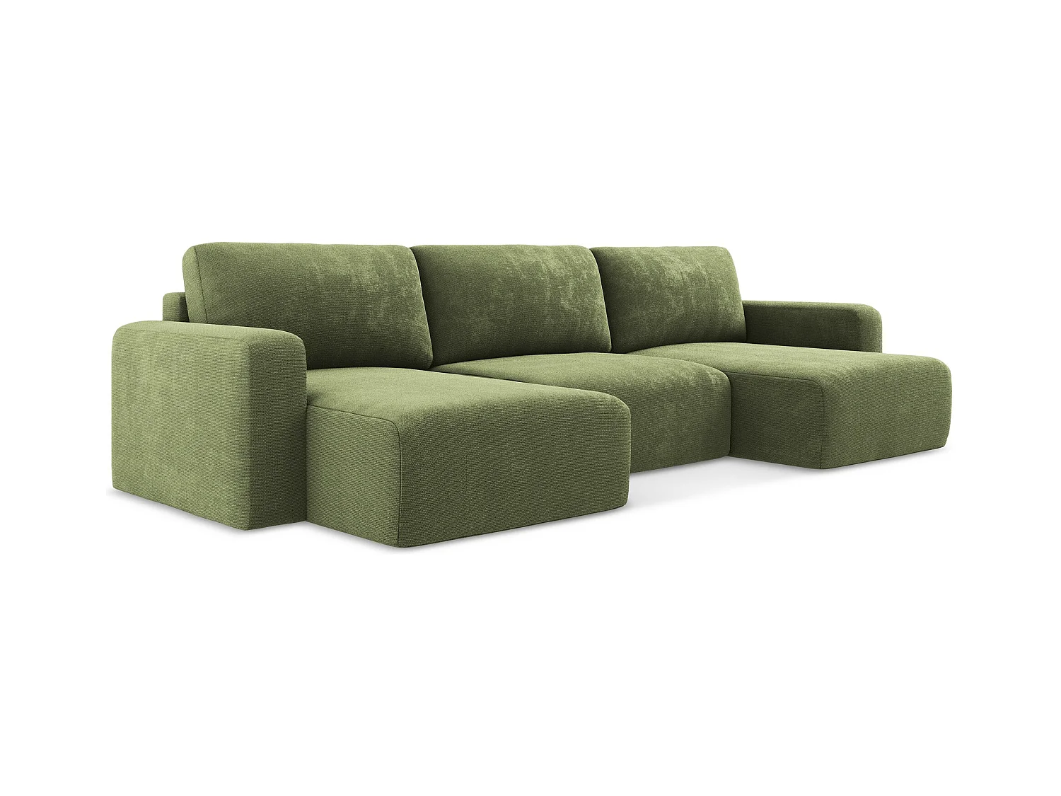 Wohnlandschaft mit Schlaffunktion - / - Chenille - Grün - KONA