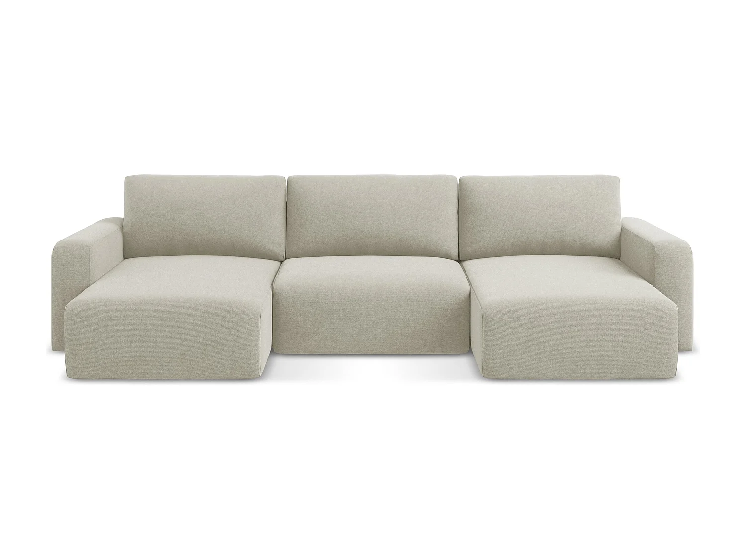 Sofa panoramiczna z funkcją spania - z tkaniny strukturalnej - jasny beż - KONA