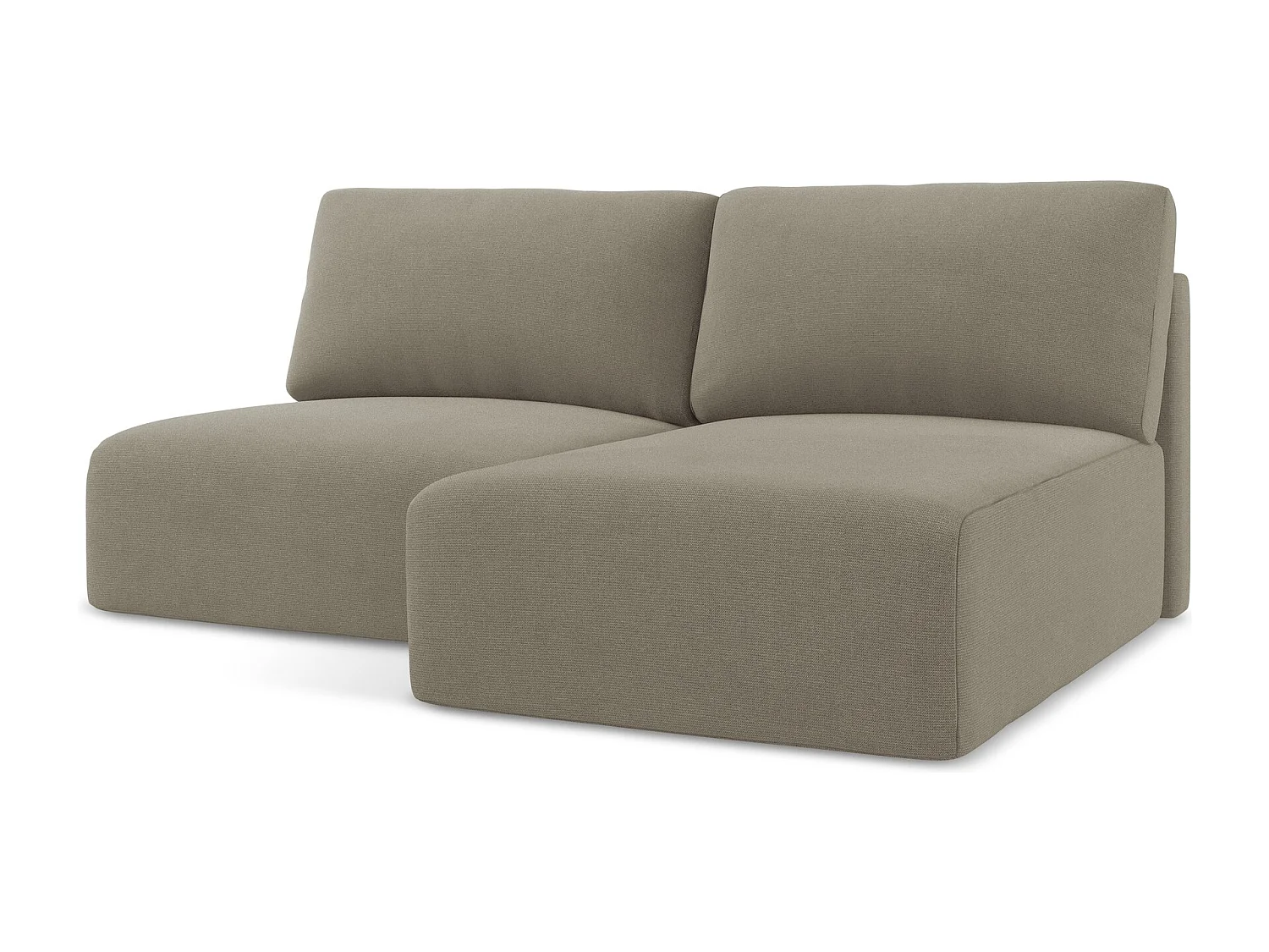 Open hoekbank met bedfunctie van donkerbeige textuurstof - KONA