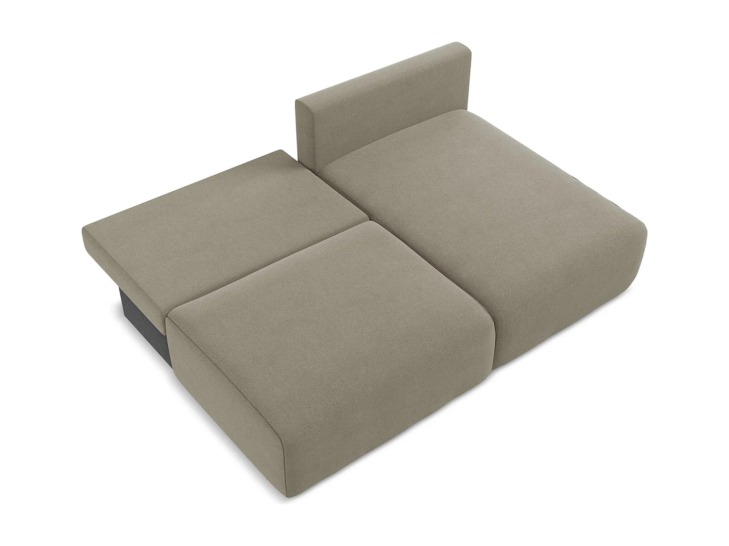 Open hoekbank met bedfunctie van donkerbeige textuurstof - KONA