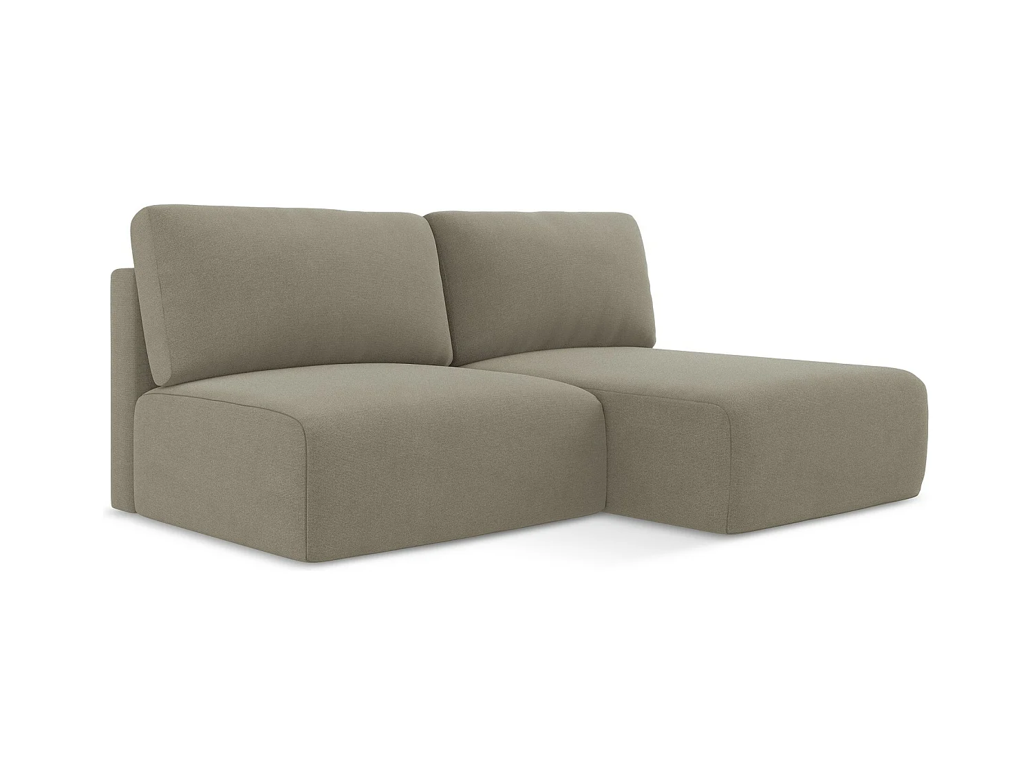 Canapé d’angle 3 places droit sans accoudoir convertible en Strukturstoff - beige foncé - KONA
