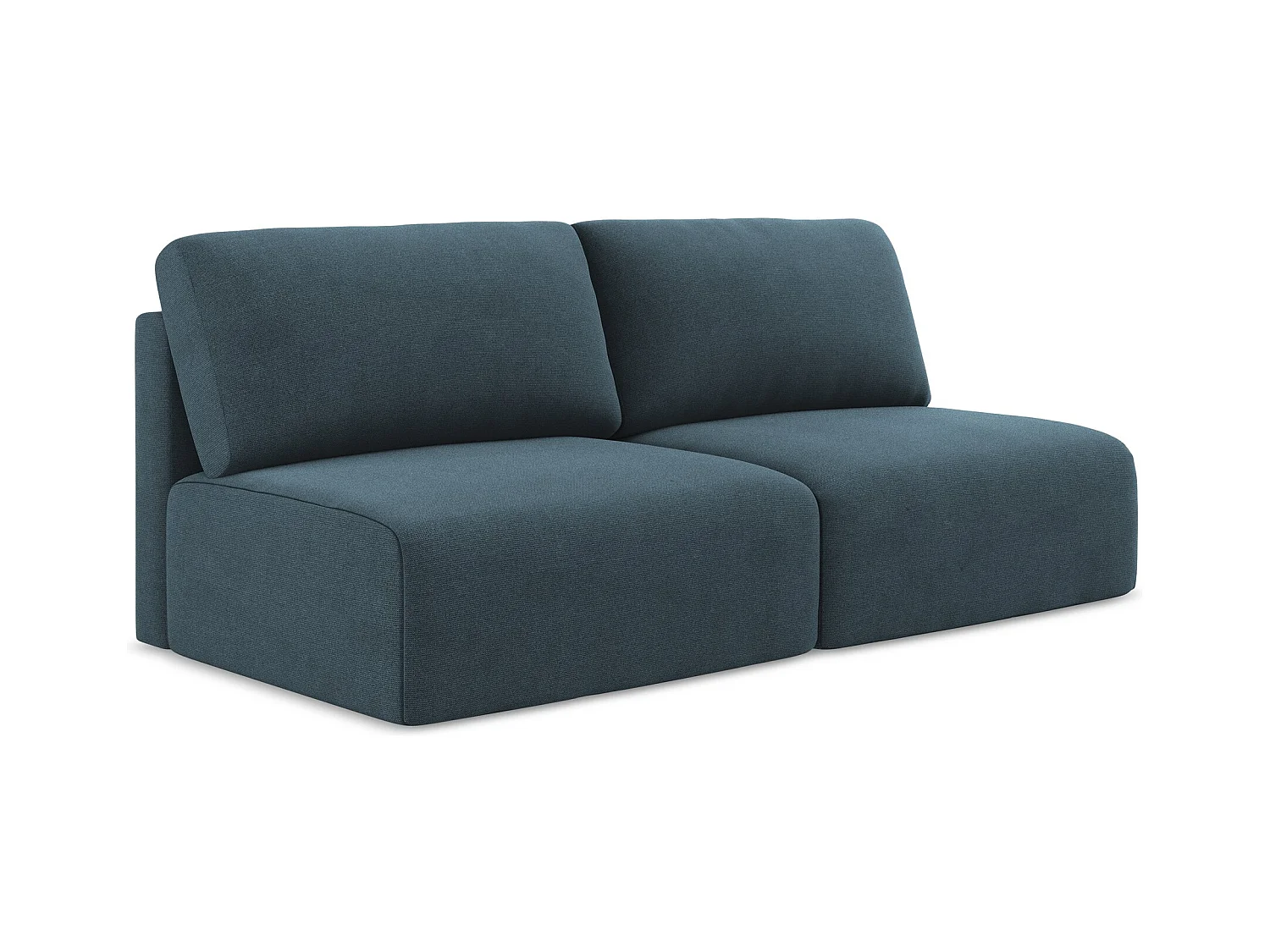 3-Sitzer Sofa ohne Armlehne mit Schlaffunktion - / - Strukturstoff - Jeans - KONA