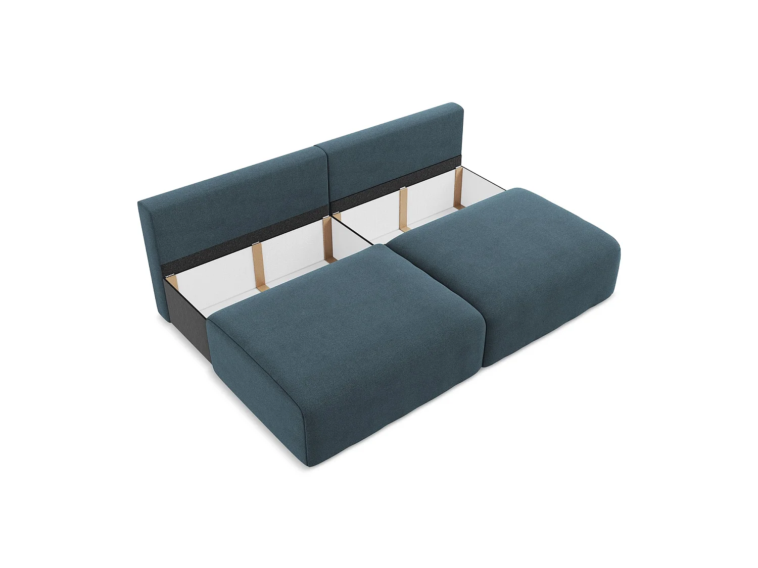 Sofa 3-osobowa z funkcją spania - z tkaniny strukturalnej - jeans - OSTIA