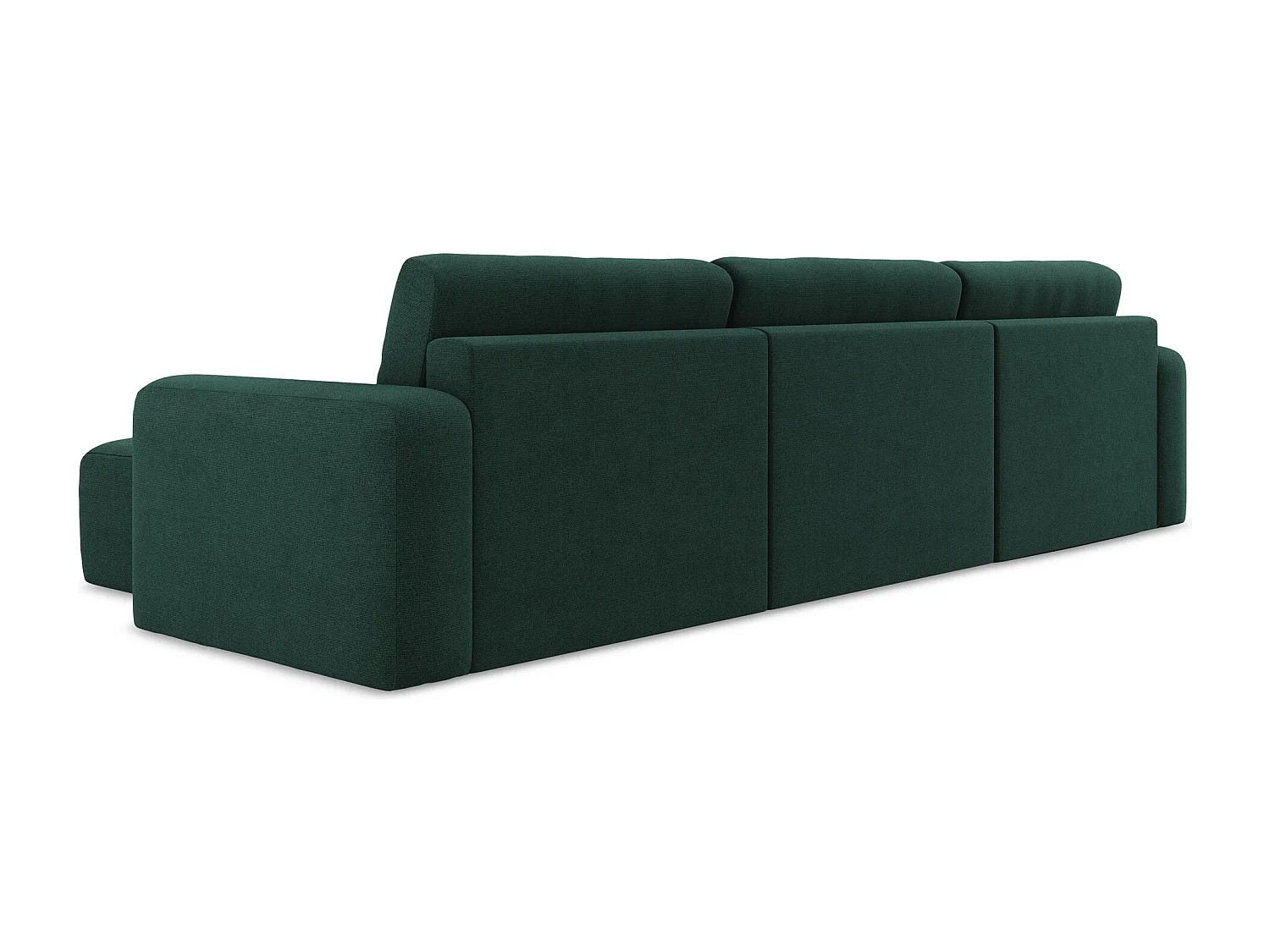 Panoramische bank met bedfunctie van flessengroen textuurstof - KONA