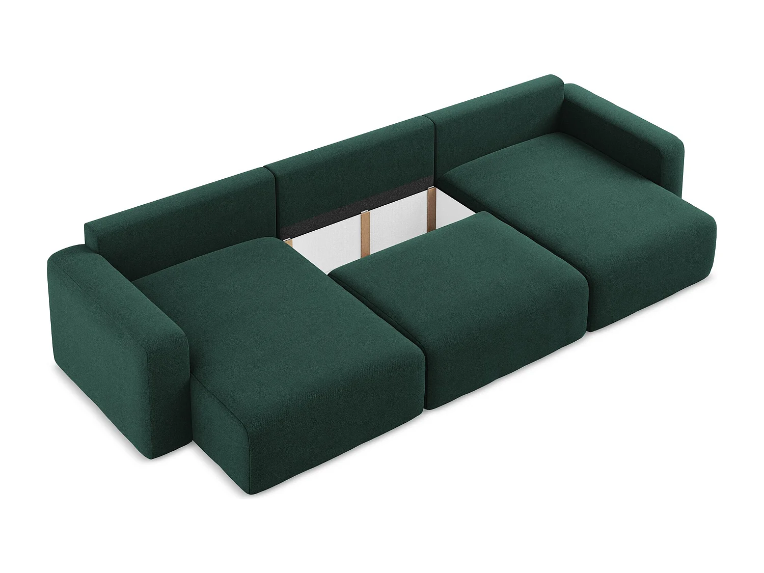 Canapé panoramique convertible en Strukturstoff - bouteille verte - KONA