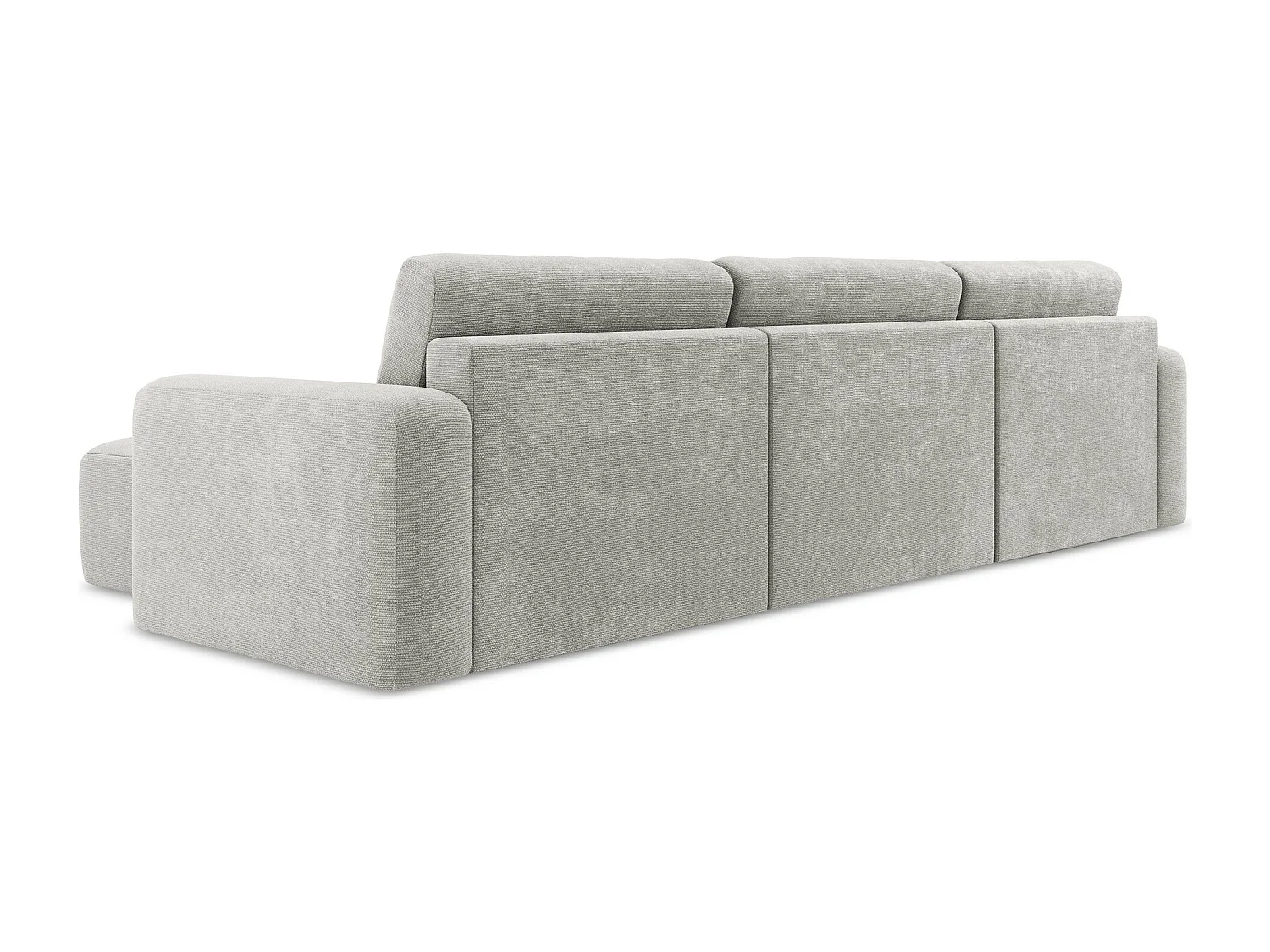 Panoramische bank met bedfunctie van lichtgrijs chenille stof - KONA