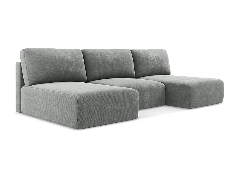 Wohnlandschaft ohne Armlehne mit Schlaffunktion - / - Chenille - Grau - KONA
