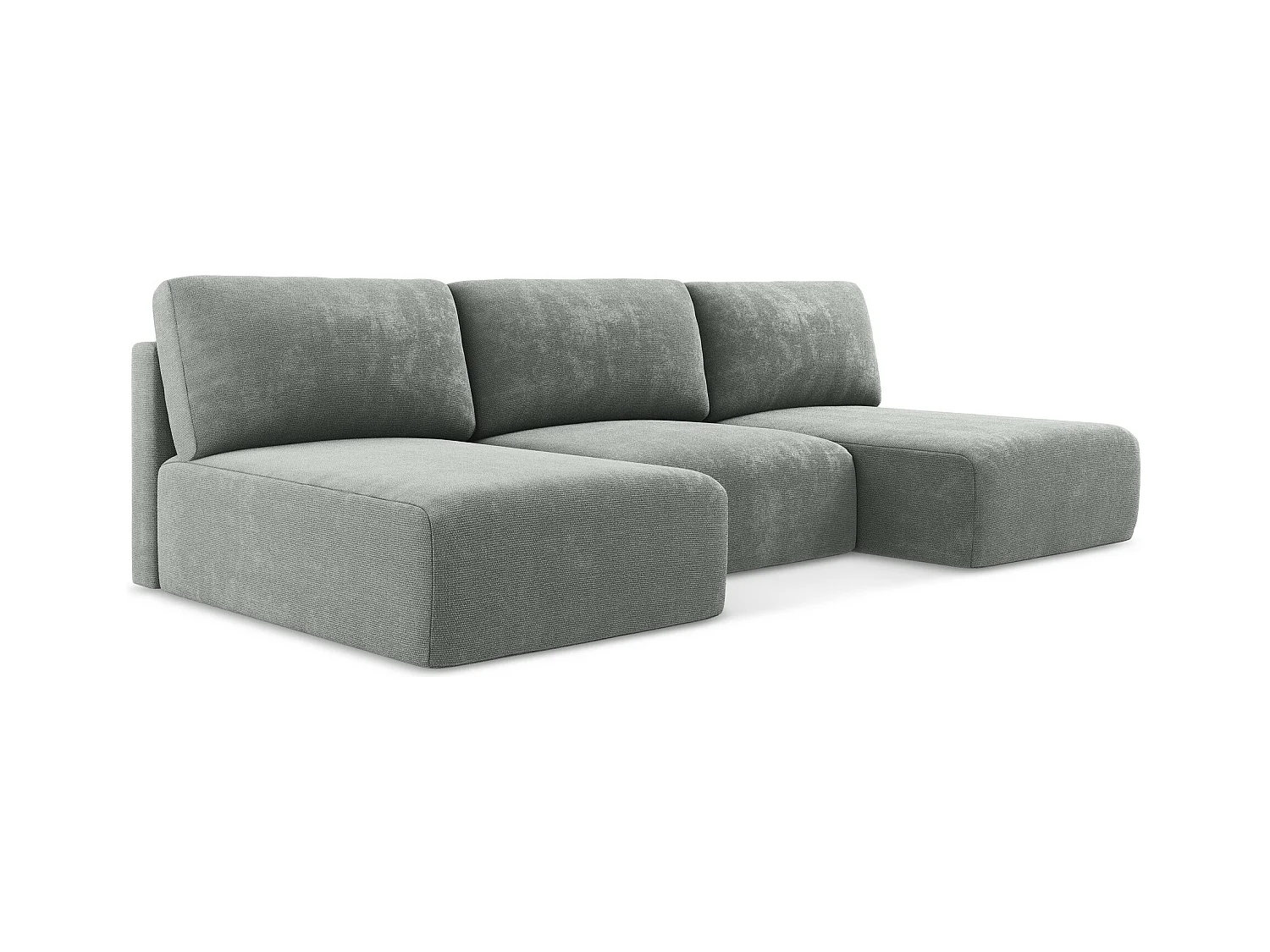 Wohnlandschaft ohne Armlehne mit Schlaffunktion - / - Chenille - Grau - KONA