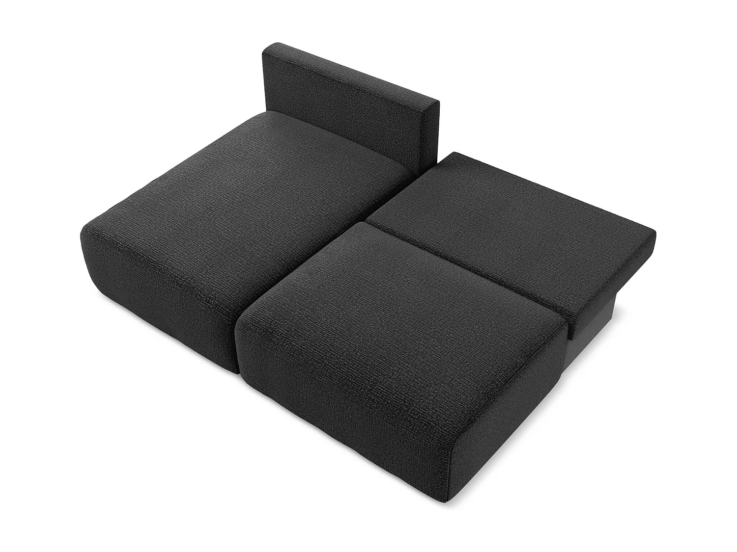 Canapé d’angle 3 places gauche sans accoudoir convertible en Strukturstoff - anthracite - KALENA