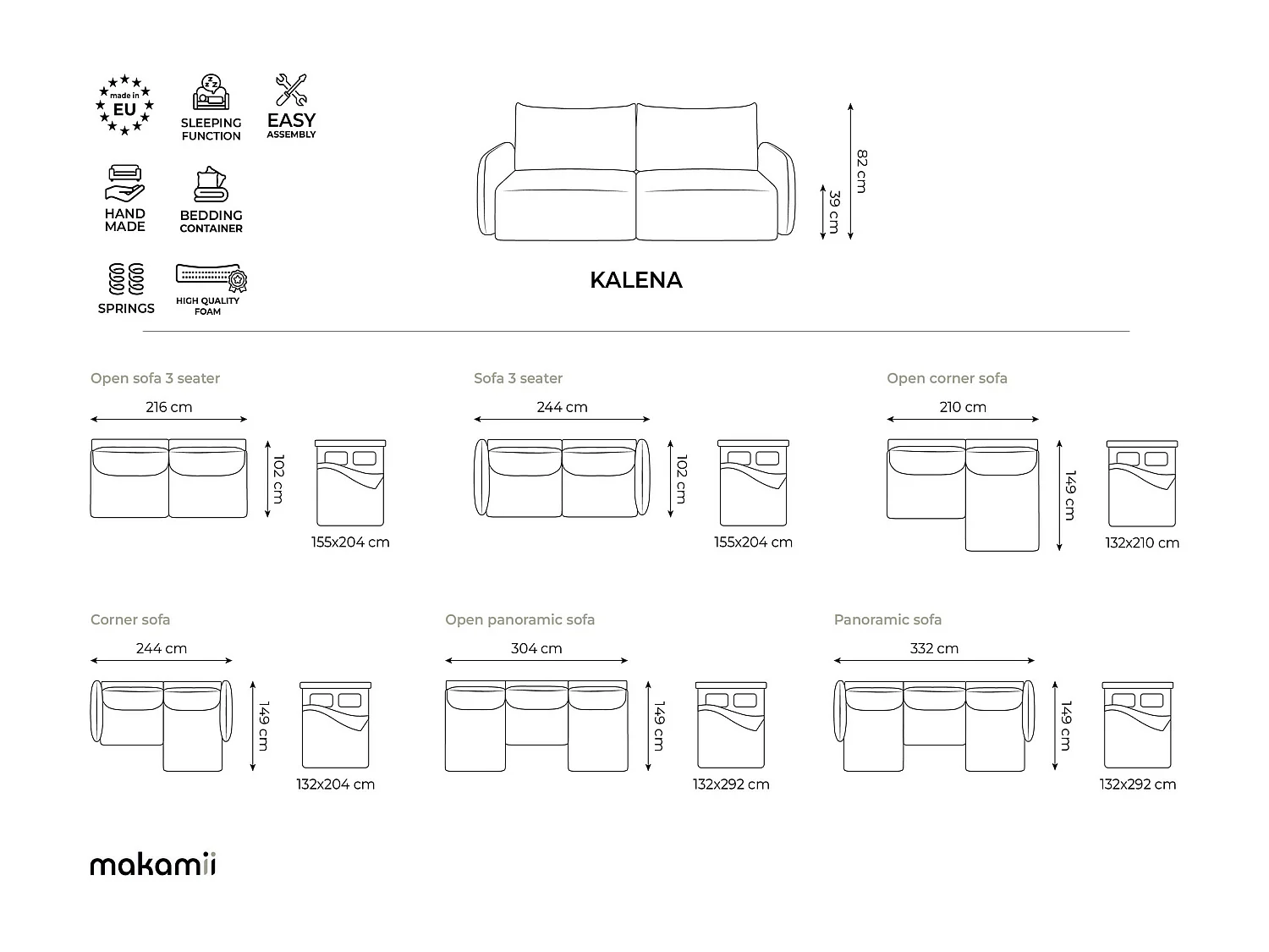 Canapé d’angle 3 places gauche sans accoudoir convertible en Strukturstoff - anthracite - KALENA