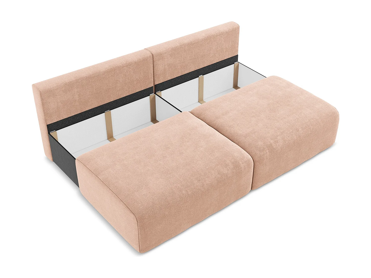 3-Sitzer Sofa ohne Armlehne mit Schlaffunktion - / - Chenille - Pfirsich - KONA
