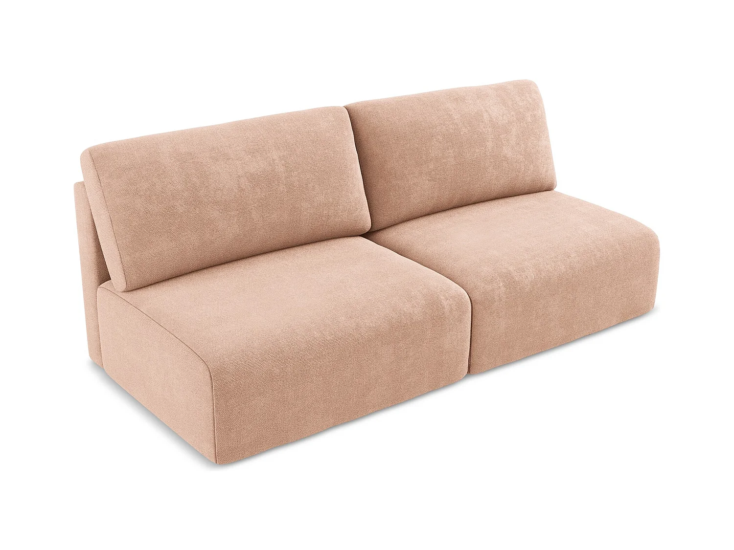 Canapé 3 places sans accoudoir convertible en Chenille - pêche - KONA