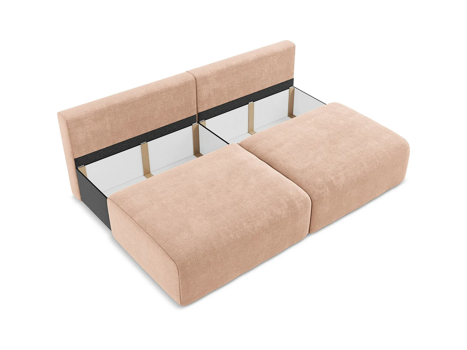 Canapé 3 places sans accoudoir convertible en Chenille - pêche - KONA