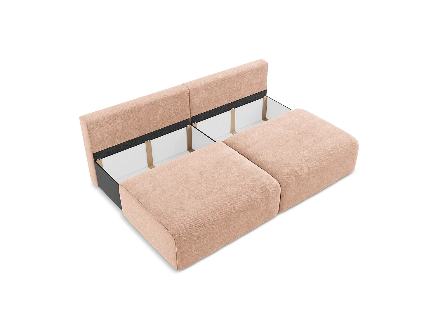 Canapé 3 places convertible en tissu chenille - pêche - OSTIA