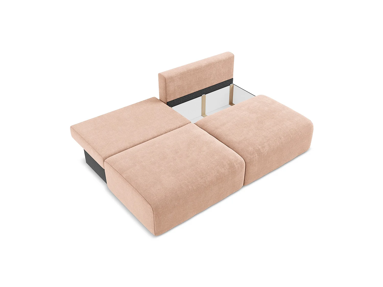 Canapé 3 places convertible en tissu chenille - pêche - OSTIA
