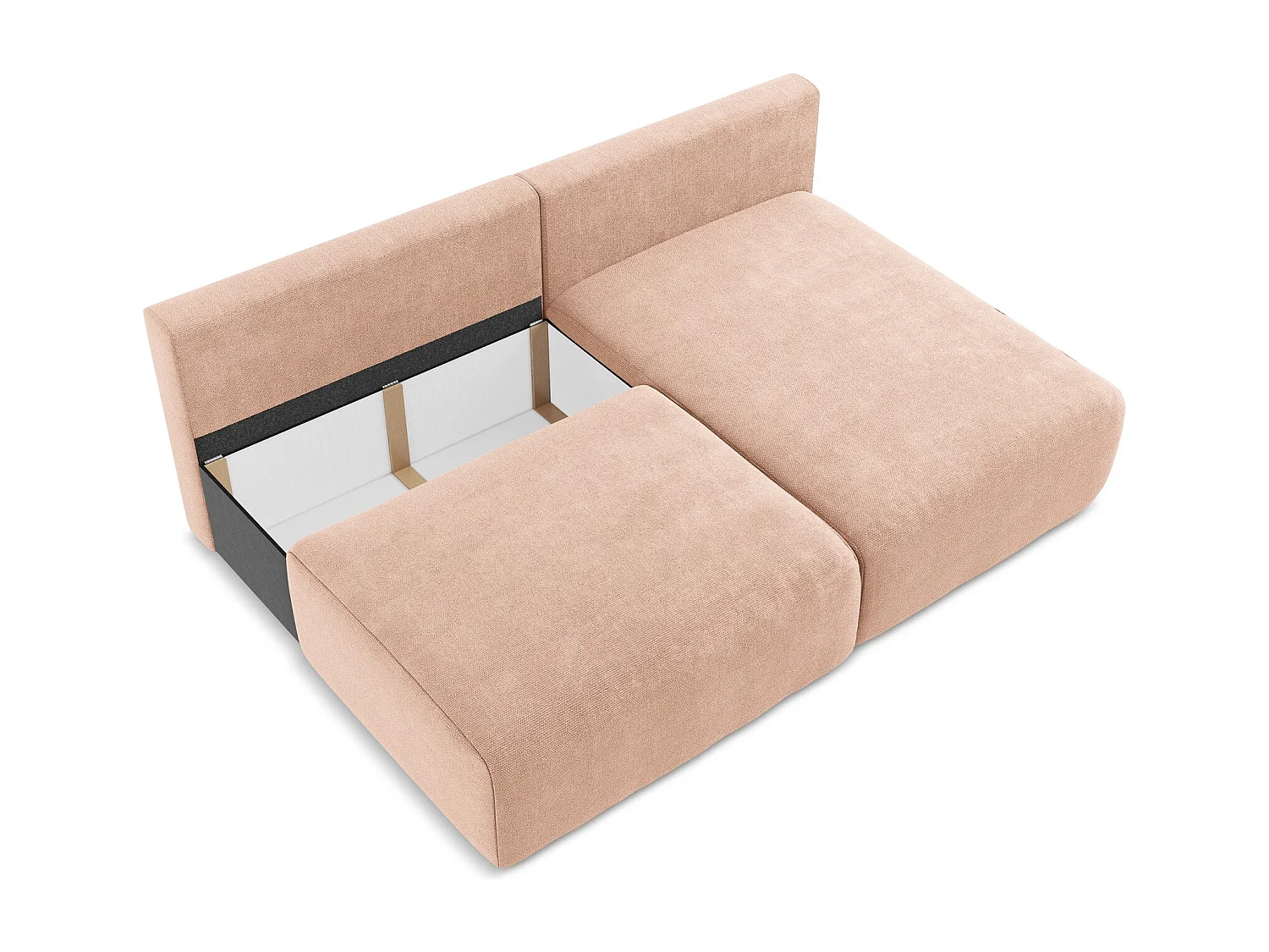 Ecksofa ohne Armlehne mit Schlaffunktion Rechts - Rechts - Chenille - Pfirsich - KONA