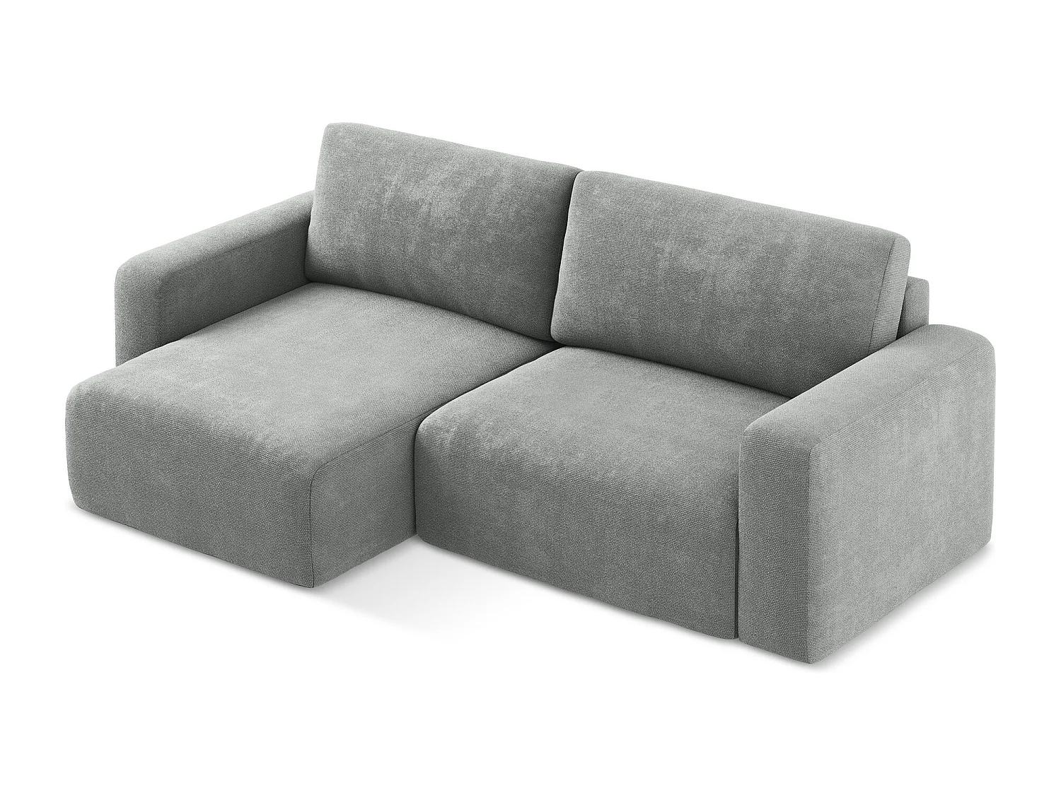 3-Sitzer Ecksofa mit Schlaffunktion - Ecke Links - Chenille - Grau - KONA