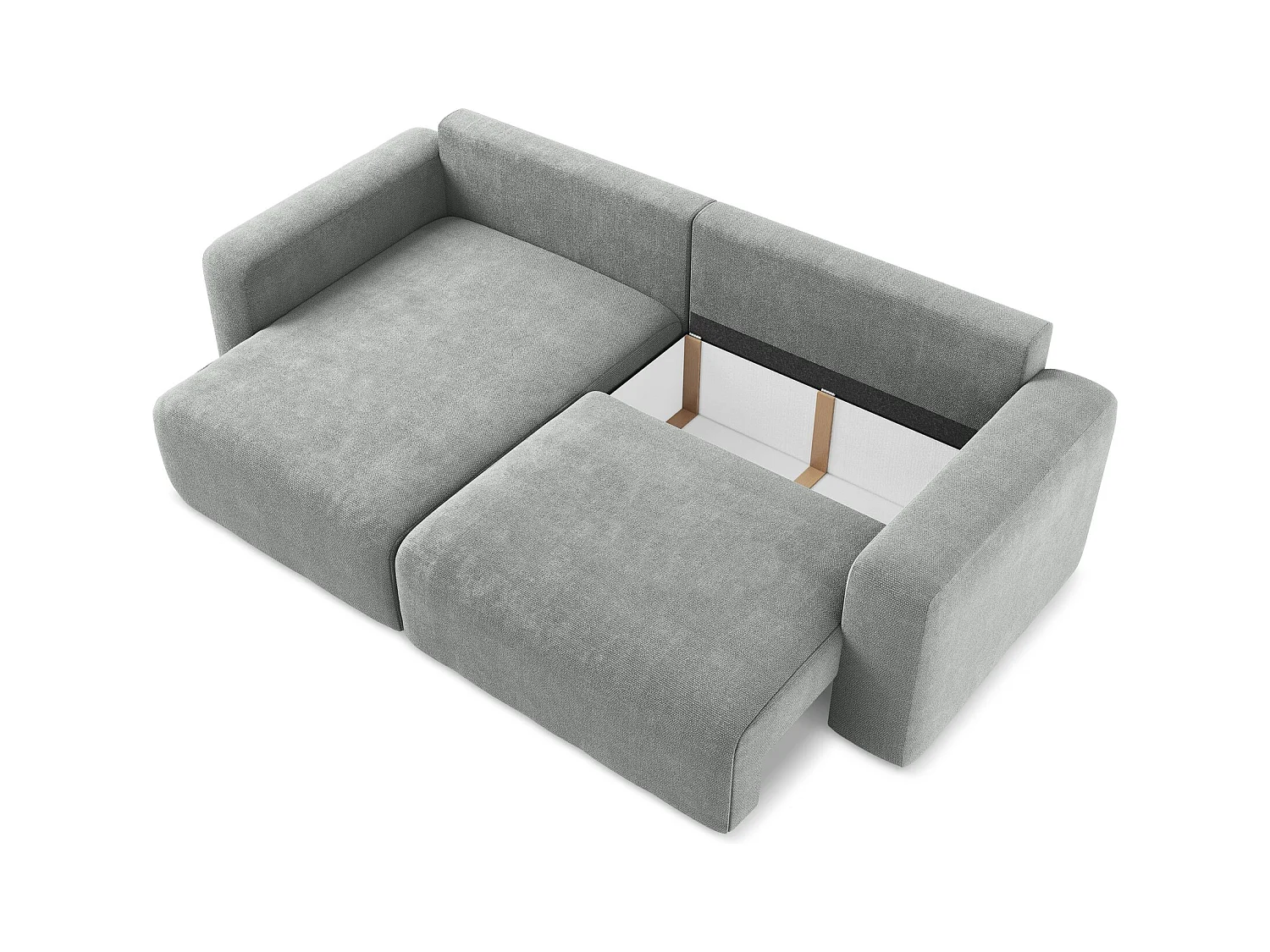 3-Sitzer Ecksofa mit Schlaffunktion - Ecke Links - Chenille - Grau - KONA