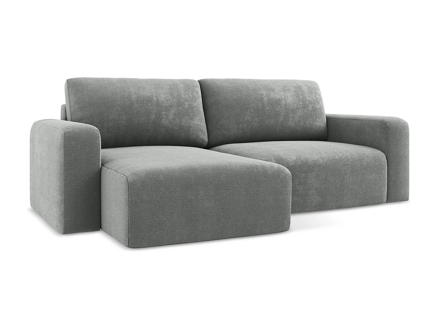 3-Sitzer Ecksofa mit Schlaffunktion - Ecke Links - Chenille - Grau - KONA