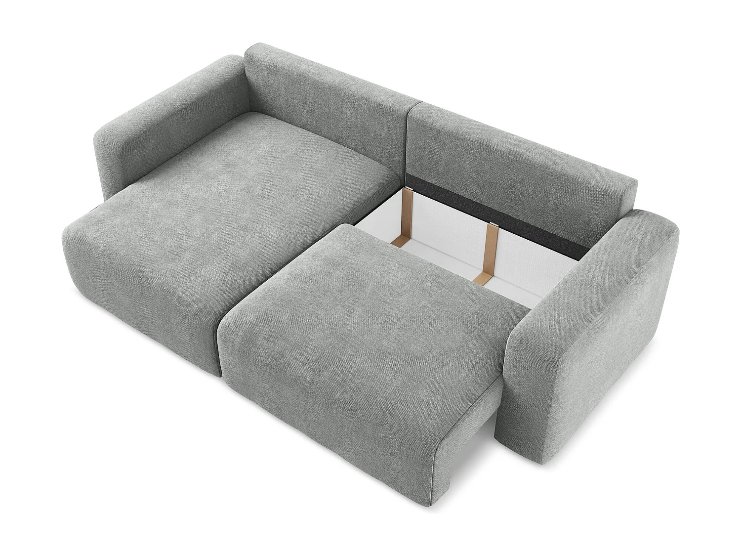 3-Sitzer Ecksofa mit Schlaffunktion - Ecke Links - Chenille - Grau - KONA