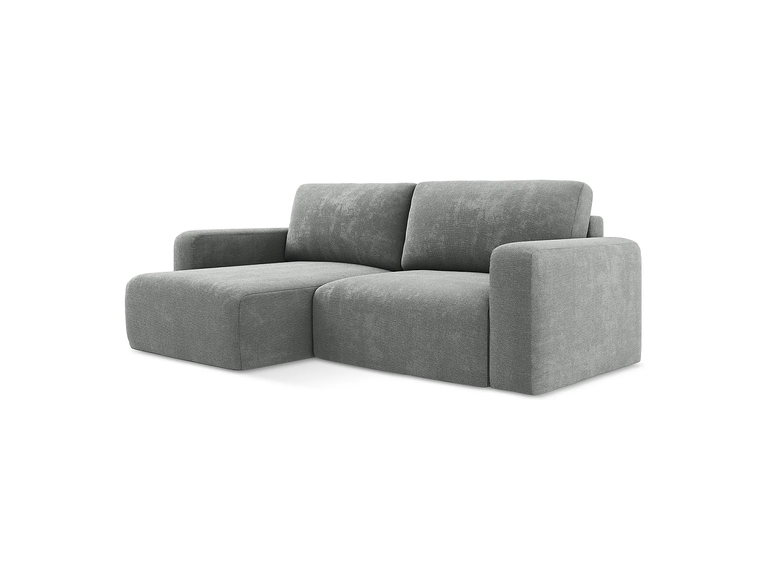 Canapé d’angle 3 places gauche convertible en tissu chenille - gris - OSTIA