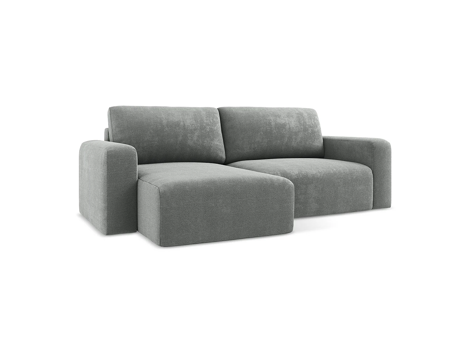 Canapé d’angle 3 places gauche convertible en tissu chenille - gris - OSTIA